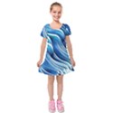 Sunny Ocean Wave Kids  Short Sleeve Velvet Dress View1