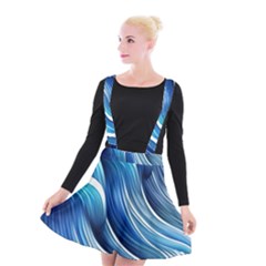 Sunny Ocean Wave Suspender Skater Skirt by GardenOfOphir