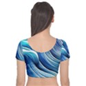 Sunny Ocean Wave Velvet Short Sleeve Crop Top  View2