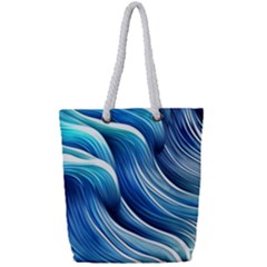 Sunny Ocean Wave Full Print Rope Handle Tote (small) by GardenOfOphir