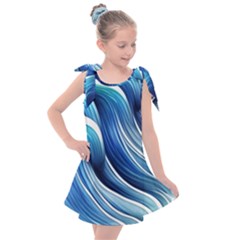 Sunny Ocean Wave Kids  Tie Up Tunic Dress by GardenOfOphir