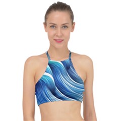 Sunny Ocean Wave Racer Front Bikini Top by GardenOfOphir