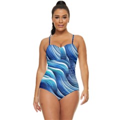 Sunny Ocean Wave Retro Full Coverage Swimsuit by GardenOfOphir