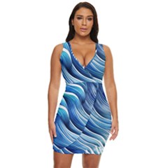 Sunny Ocean Wave Draped Bodycon Dress by GardenOfOphir