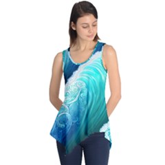 Abstract Waves In Blue And Green Sleeveless Tunic by GardenOfOphir