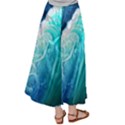 Abstract Waves In Blue And Green Satin Palazzo Pants View2