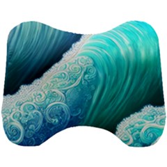 Abstract Waves In Blue And Green Head Support Cushion by GardenOfOphir