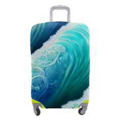 Abstract Waves In Blue And Green Luggage Cover (small) by GardenOfOphir