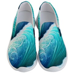 Abstract Waves In Blue And Green Men s Lightweight Slip Ons by GardenOfOphir