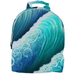 Abstract Waves In Blue And Green Mini Full Print Backpack by GardenOfOphir