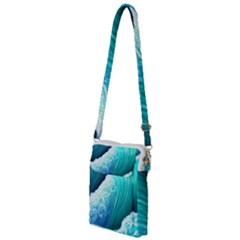 Abstract Waves In Blue And Green Multi Function Travel Bag by GardenOfOphir