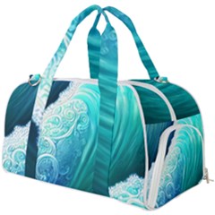 Abstract Waves In Blue And Green Burner Gym Duffel Bag by GardenOfOphir