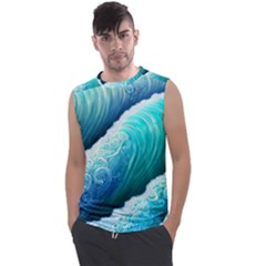 Abstract Waves In Blue And Green Men s Regular Tank Top by GardenOfOphir