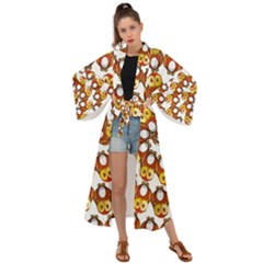 Owl Animal Bird Nature Feather Eyes Plumage Maxi Kimono by Ravend