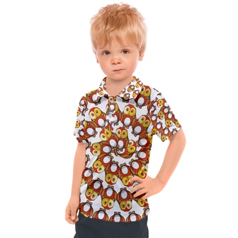 Owl Animal Bird Nature Feather Eyes Plumage Kids  Polo Tee by Ravend