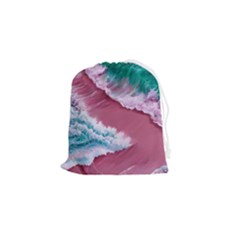 Ocean Waves In Pink Drawstring Pouch (small) by GardenOfOphir