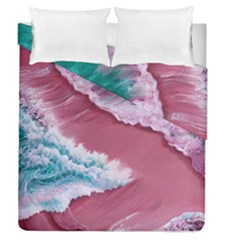 Ocean Waves In Pink Duvet Cover Double Side (queen Size) by GardenOfOphir