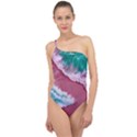 Ocean Waves In Pink Classic One Shoulder Swimsuit View1