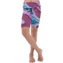 Ocean Waves In Pink Kids  Lightweight Velour Cropped Yoga Leggings View1