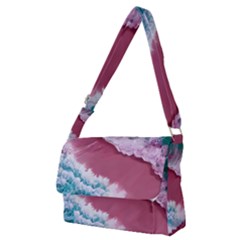 Ocean Waves In Pink Full Print Messenger Bag (m) by GardenOfOphir