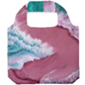 Ocean Waves In Pink Foldable Grocery Recycle Bag View1