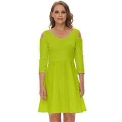 Bitter Lemon Green	 - 	shoulder Cut Out Zip Up Dress by ColorfulDresses