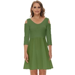 Crocodile Green	 - 	shoulder Cut Out Zip Up Dress by ColorfulDresses