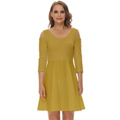 Lemon Curry Yellow	 - 	shoulder Cut Out Zip Up Dress by ColorfulDresses