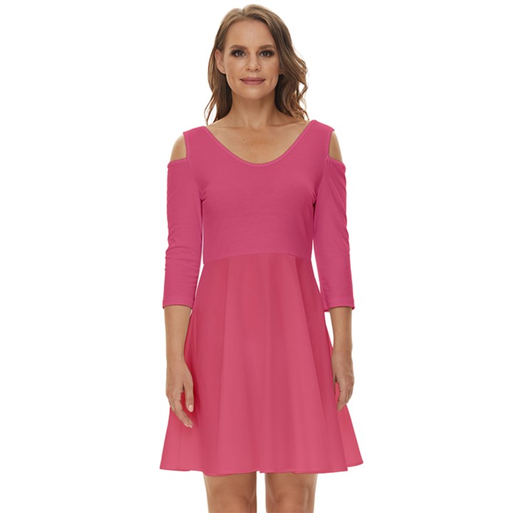 Fruit Dove Pink	 - 	Shoulder Cut Out Zip Up Dress