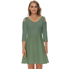 Dark Sage Green	 - 	shoulder Cut Out Zip Up Dress by ColorfulDresses