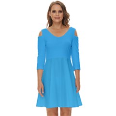 Deep Sky Blue	 - 	shoulder Cut Out Zip Up Dress by ColorfulDresses