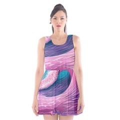 Pink Waves On The Beach Ii Scoop Neck Skater Dress by GardenOfOphir