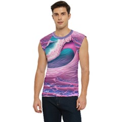 Pink Waves On The Beach Ii Men s Raglan Cap Sleeve Tee by GardenOfOphir