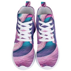 Pink Waves On The Beach Ii Women s Lightweight High Top Sneakers by GardenOfOphir