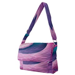 Pink Waves On The Beach Ii Full Print Messenger Bag (m) by GardenOfOphir