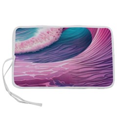 Pink Waves On The Beach Ii Pen Storage Case (l) by GardenOfOphir