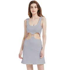 Harbor Mist Grey	 - 	velour Cutout Dress by ColorfulDresses