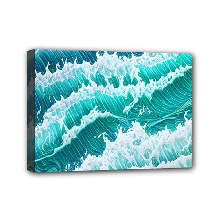 Waves On The Ocean Ii Mini Canvas 7  x 5  (Stretched)