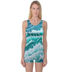 Waves On The Ocean Ii One Piece Boyleg Swimsuit by GardenOfOphir