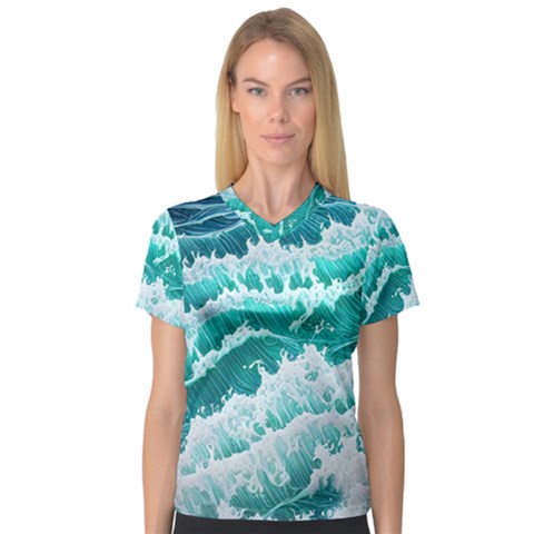 Waves On The Ocean Ii V-neck Sport Mesh Tee by GardenOfOphir