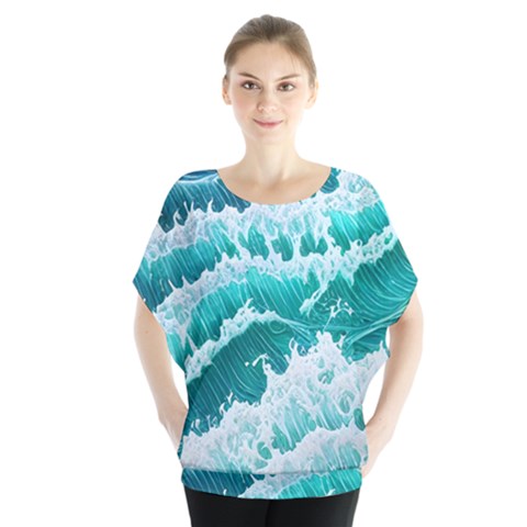 Waves On The Ocean Ii Batwing Chiffon Blouse by GardenOfOphir