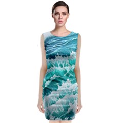 Waves On The Ocean Ii Sleeveless Velvet Midi Dress by GardenOfOphir