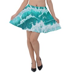 Waves On The Ocean Ii Velvet Skater Skirt by GardenOfOphir