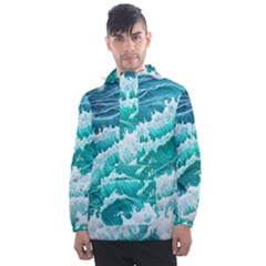 Waves On The Ocean Ii Men s Front Pocket Pullover Windbreaker by GardenOfOphir