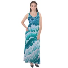 Waves On The Ocean Ii Sleeveless Velour Maxi Dress by GardenOfOphir