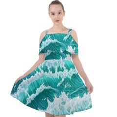 Waves On The Ocean Ii Cut Out Shoulders Chiffon Dress by GardenOfOphir