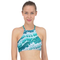 Waves On The Ocean Ii Racer Front Bikini Top by GardenOfOphir