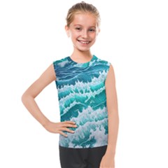 Waves On The Ocean Ii Kids  Mesh Tank Top by GardenOfOphir