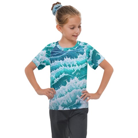 Waves On The Ocean Ii Kids  Mesh Piece Tee by GardenOfOphir