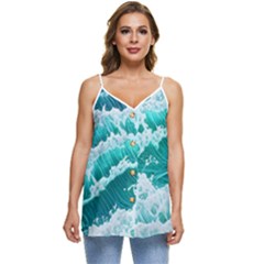 Waves On The Ocean Ii Casual Spaghetti Strap Chiffon Top by GardenOfOphir